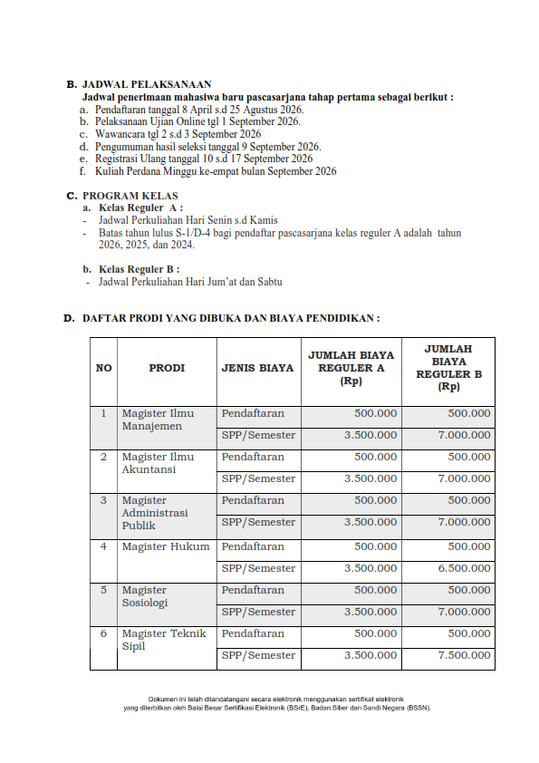 28 PENGUMUMAN PENERIMAAN MABA ALL PROGRAM PASCASARJANA 20261 preview okfinal 002