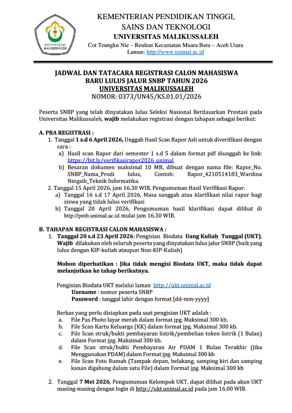 TATACARA DAN JADWAL REGISTRASI SNBP 2026 Signed 001