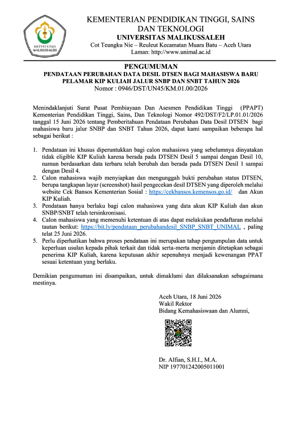 pengumuman pendataan perubahan desil snbp snbt 2026 TTE 001